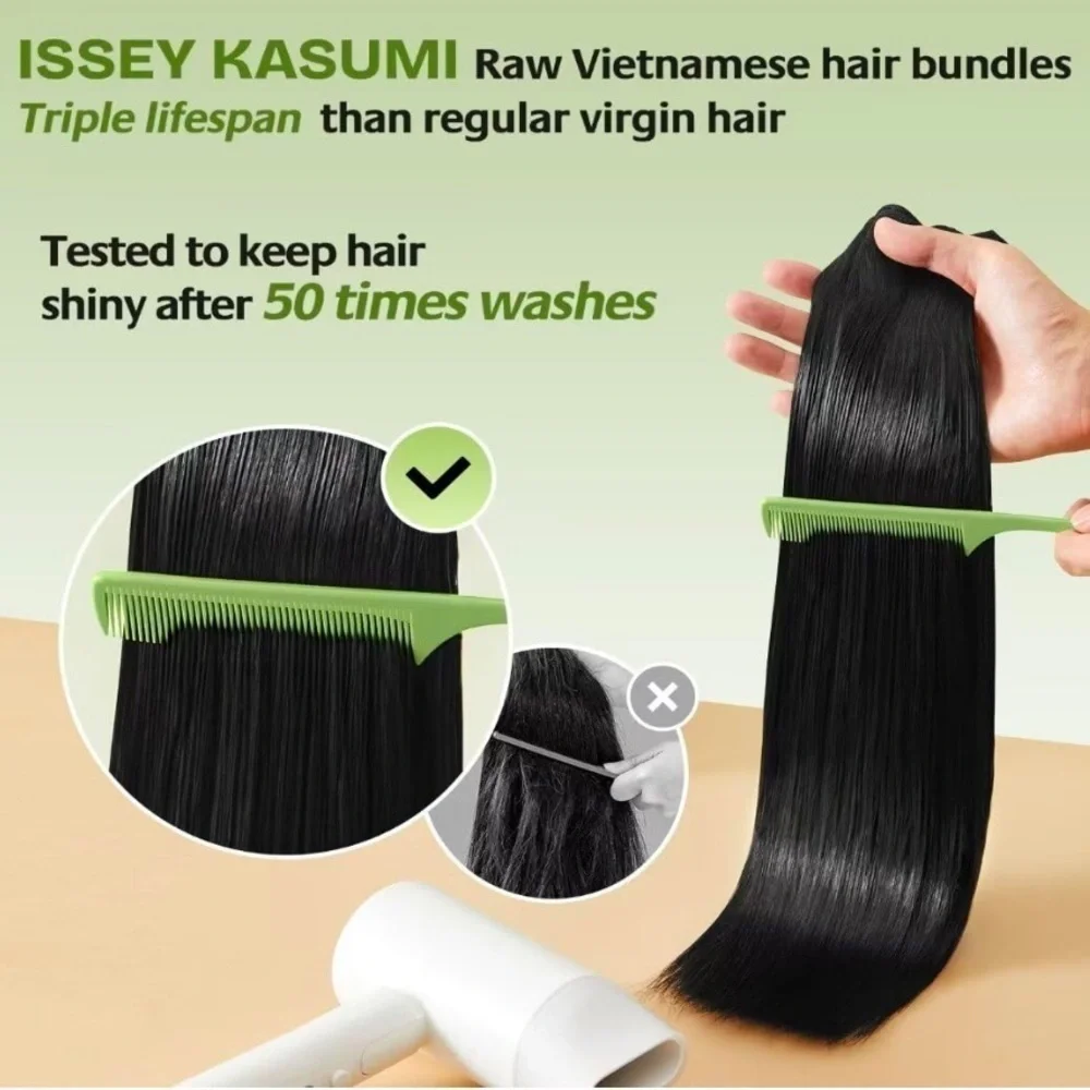 16” 18” Two Bundles Silky Straight Black Sew In Weft Human Hair 200g #CA2
